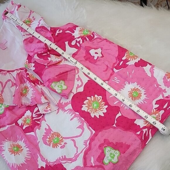 LILLY PULITZER Scarlet Begonia Ruffle Scoop Neck Pink Floral Sleeveless Top XS - Picture 10 of 10